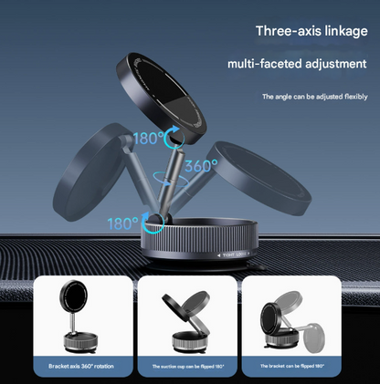 White Magnetic Car Phone Mount – 66×66×34mm with Adjustable Bracket for Dashboard Use