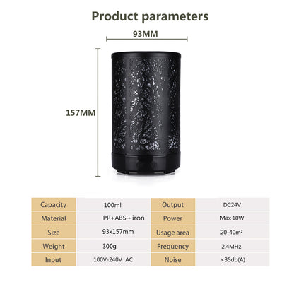 Forest Design Aroma Diffuser 100ml, Khaki Iron, 7 Colour LED