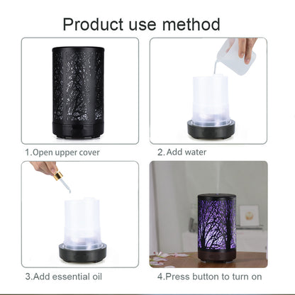 Forest Design Aroma Diffuser 100ml, Khaki Iron, 7 Colour LED
