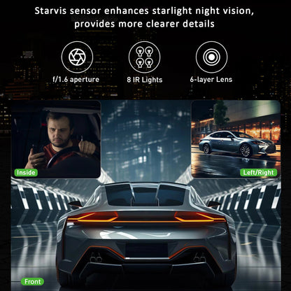 3 Inch HD 1080P Dash Cam, Front, Rear and Left Recording