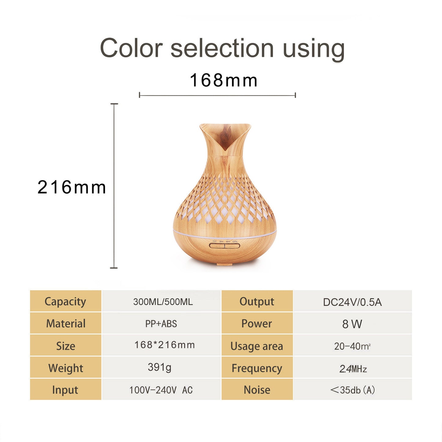 Wood Grain Aroma Diffuser 500ml, Natural Wood Grain, Lattice