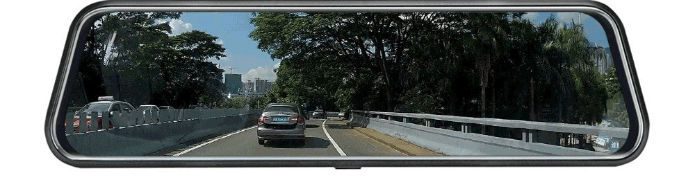 10 Inch Dual Lens Mirror Dash Cam, 1080P Touch Screen with Rear Camera, Black