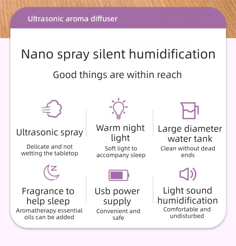 Floral Shadow Aroma Diffuser 150ml, White, with Night Light