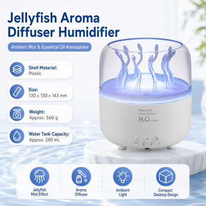 Jellyfish Aroma Diffuser 280ml, White, Colour Changing