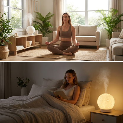 Moon Light Aroma Diffuser and Humidifier, White Base